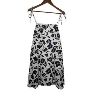 Women's Old Navy Fit & Flare Dress White & Navy Blue Floral Size M NWT